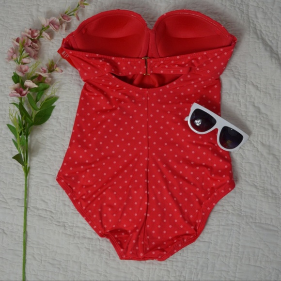 Spanx Body Shape Polka Dot Swimsuit Retro Style - Picture 2 of 6